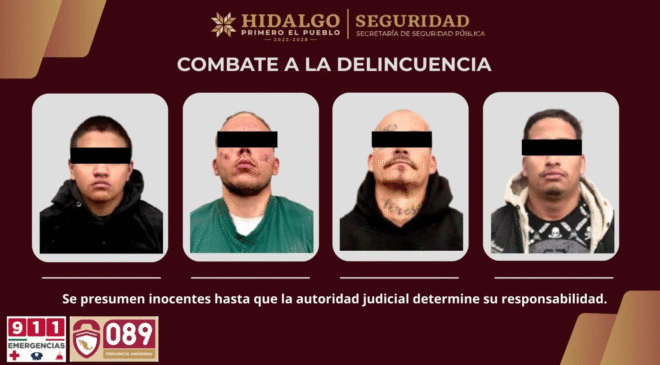 Reacción inmediata de la SSPH en Tula, permite la captura de responsables de violencia en la región; hubo 4 detenidos