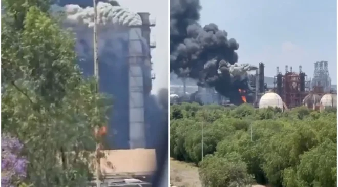 Connato de incendio en la refinería Miguel Hidalgo alertó a los habitantes cercanos debido a que se pudo apreciar una intensa fumarola negra; el hechofue controlado a tiempo