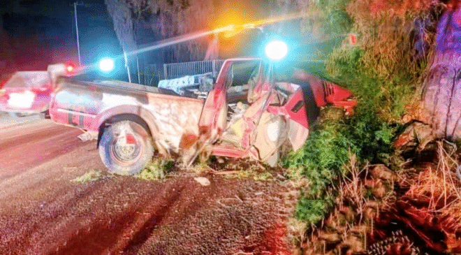 Acelerado conductor » se estrelló» contra un árbol en la Tula-Tlahuelilpan y dejó 5 tripulantes heridos