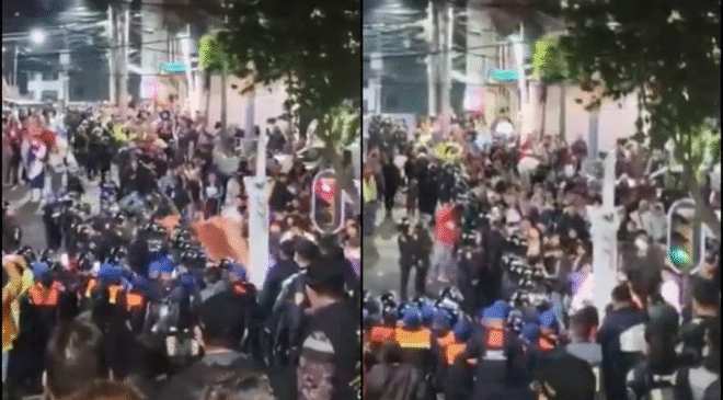 Se registra riña entre asistentes y policías durante viacrucis en Iztapalapa por sobrecupo; no se reportaron lesionados