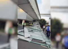 Cae techumbre de puente peatonal de Terminal 1 del AICM; hay una automovilista afectada