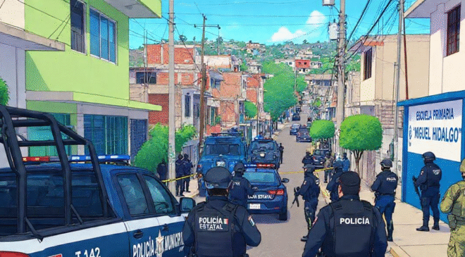 Fuerte operativo policiaco en domicilio de Barrio Alto en Tula, incluso, cerraron una calle