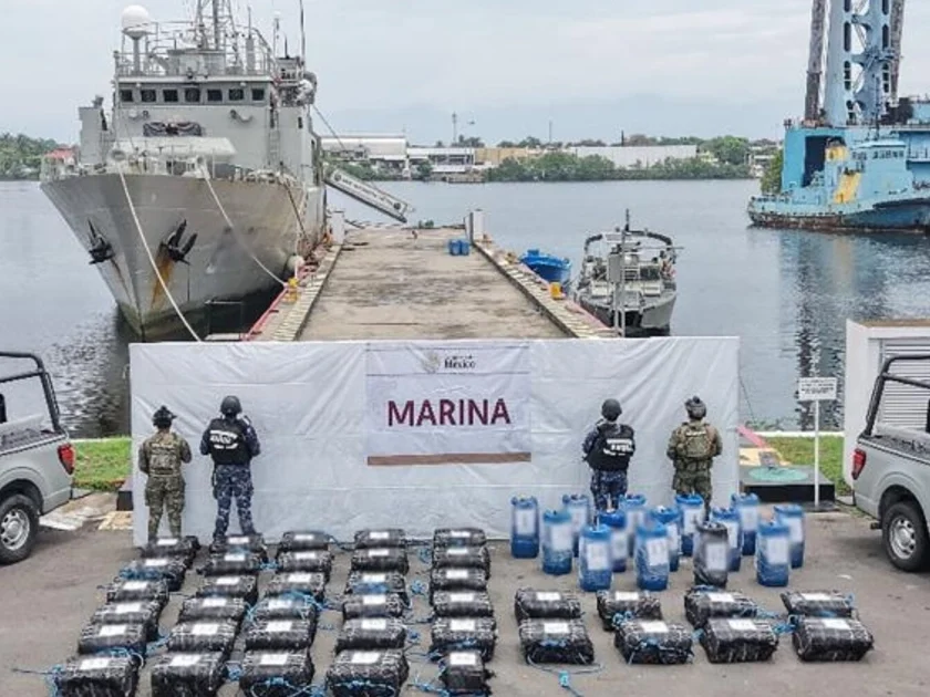 Asegura Marina más de 248 millones de pesos en cocaína en el Pacífico mexicano. Crédito: Semar