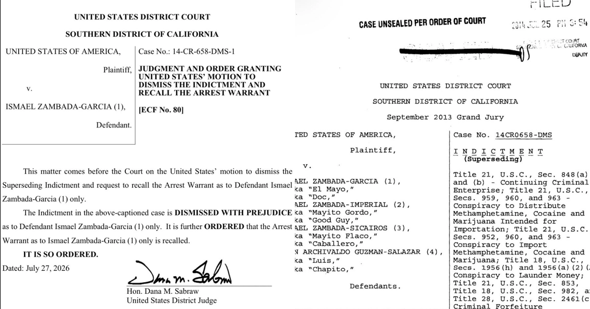 Jueza desestima cargos penales de Ismael “El Mayo” Zambada en California luego de su condena en NY. Especial