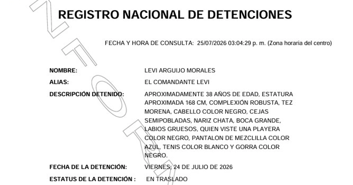 La ficha oficial tras su captura no contiene el sitio exacto donde ocurrió. Crédito: RND