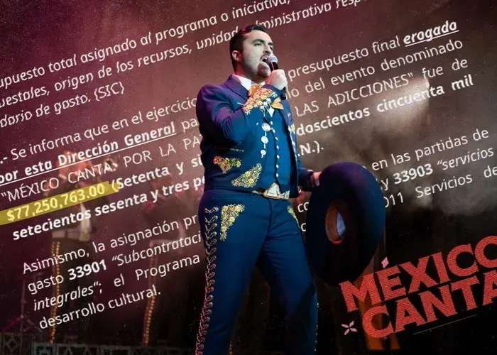 El programa México Canta tuvo un costó de más de 77 mdp. Ilustración: Angélica Vázquez (foto de la página web oficial del concurso intervenida).
