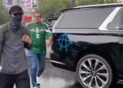 Cuauhtémoc Blanco es increpado; manifestantes le gritan ‘asesino’ y pintan su camioneta