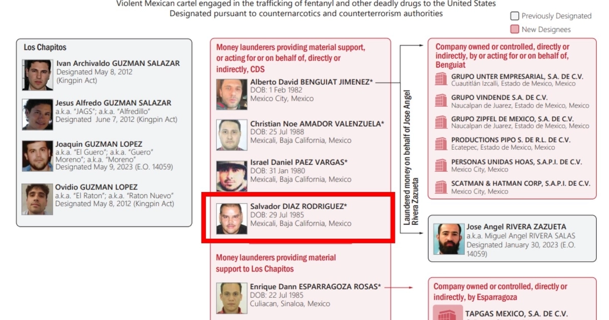 Organigrama criminal revelado por el Departamento del Tesoro de EEUU en 2025. Crédito: DOT