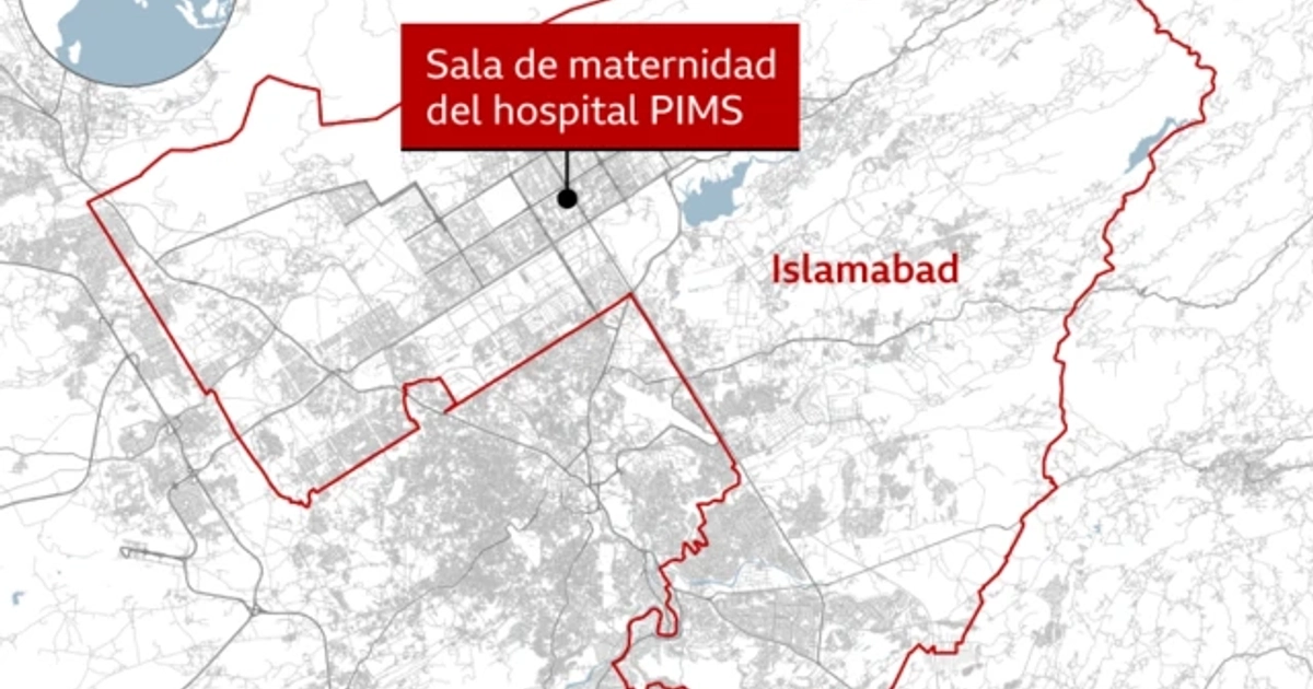 Mapa que muestra la ubicación del hospital siniestrado en Islamabad, la capital de Pakistán.