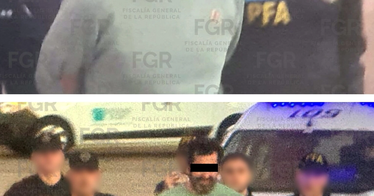 Combo de fotografías cedidas por la Fiscalía General de la República de México (FRG), que muestra el traslado del contraalmirante Fernando Farías Laguna (c) este jueves, desde Argentina a Ciudad de México. EFE/ Fiscalía General De La República De México