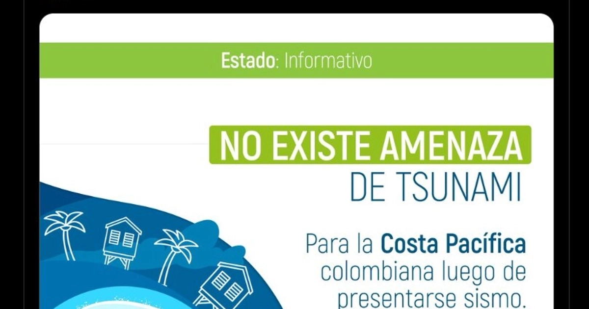 La Ungrd descartó cualquier riesgo de Tsunami en el pacífico colombiano tras fuerte sismo - crédito X
