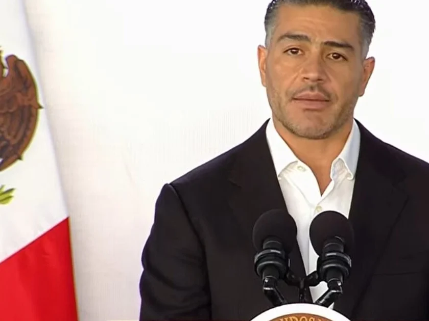 Omar García Harfuch, secretario de Seguridad y Protección Ciudadana (SSPC) durante la conferencia de prensa de la presidenta Claudia Sheinbaum desde Morelos (24/07/2026). Foto: Captura de pantalla