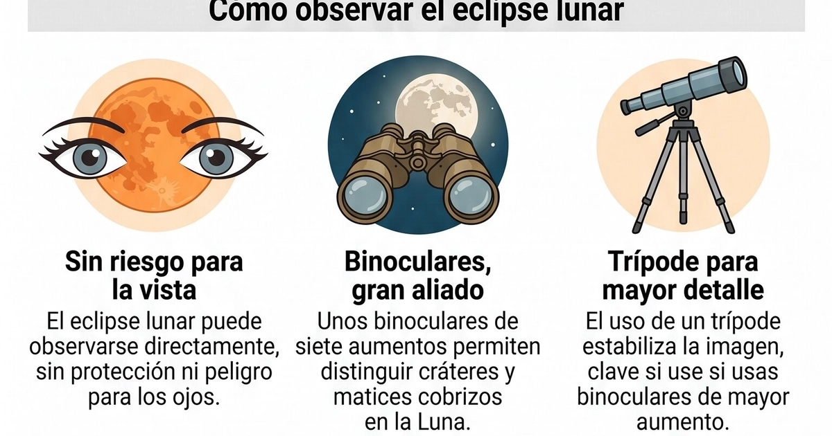 Una infografía de Infobae detalla las recomendaciones técnicas para observar y fotografiar el eclipse lunar parcial del 27 de agosto en México. (Imagen Ilustrativa Infobae)