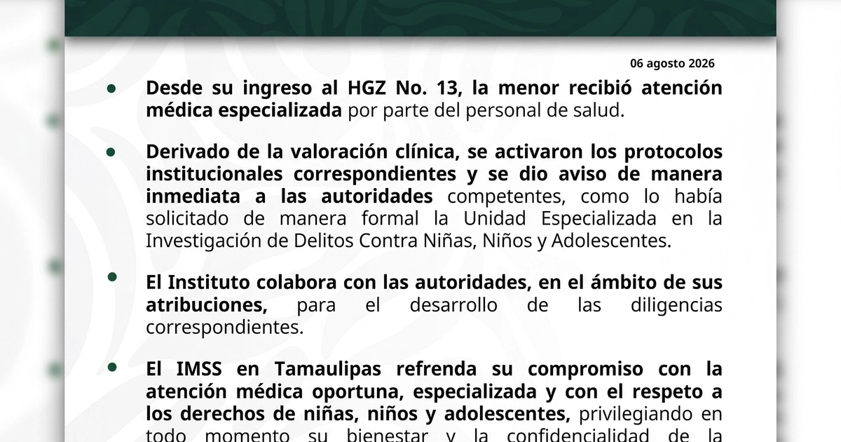 Comunicado Oficial de IMSS.