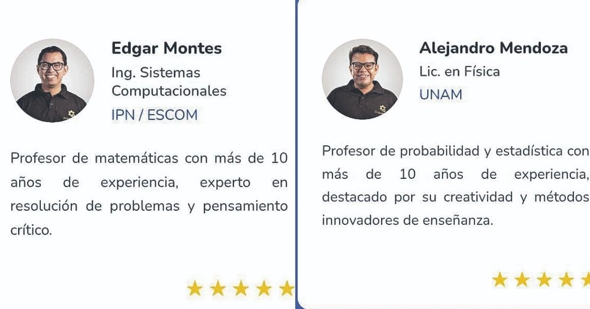 Edgar “N” y Alejandro “N” se presentaban como expertos en matemáticas, estadística y álgebra en la página web de su academia. Fotos: Especial