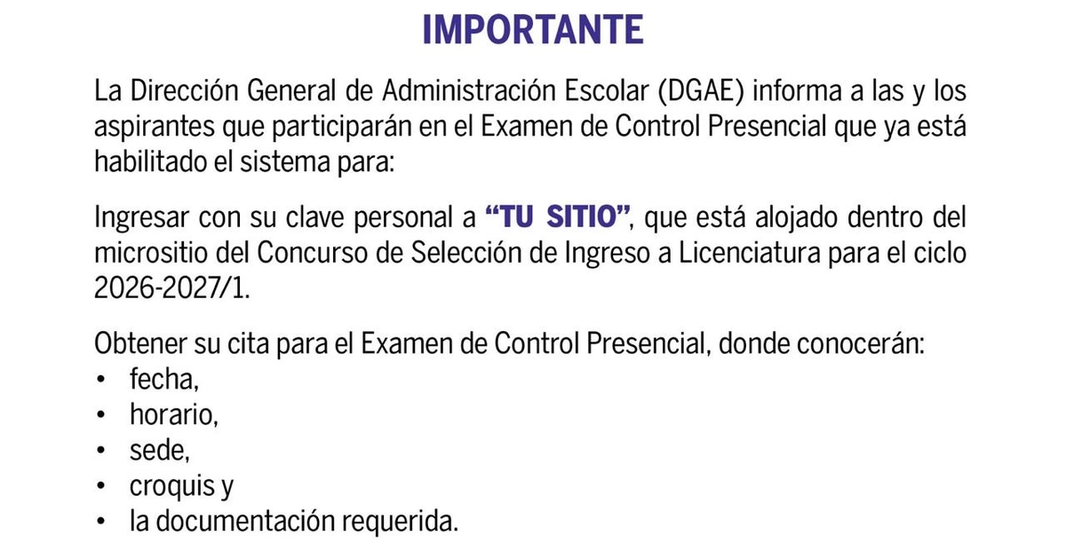 La UNAM ya tiene todo listo para la aplicación del examen de control. Crédito: X / @UNAM_MX