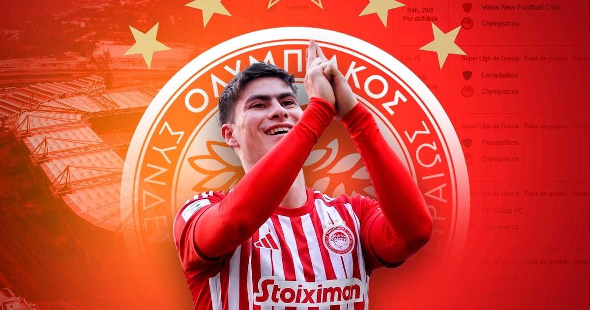 Olympiacos comenzará la temporada ante Atromitos y tendrá duelos de alto voltaje contra Panathinaikos, PAOK y AEK, además de la Europa League. (Ilustración: Jovani Pérez)