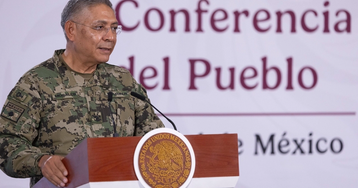 El secretario de Marina en la conferencia mañanera de este 31 de julio. Crédito: Presidencia