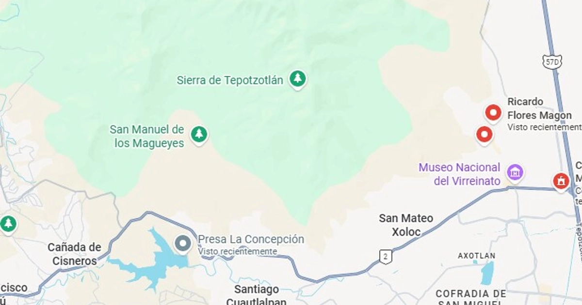 Los tres adolescentes dijeron que jugarían en la presa La Concha, (ubicada a la izquierda de este mapa) y salieron de sus casas en la colonia Ricardo Flores Magón, (ubicada a la derecha del mapa) un trayecto de una media hora, sin embargo sus familias acudieron a la zona y no hallaron rastro alguno de los jóvenes Foto: Maps