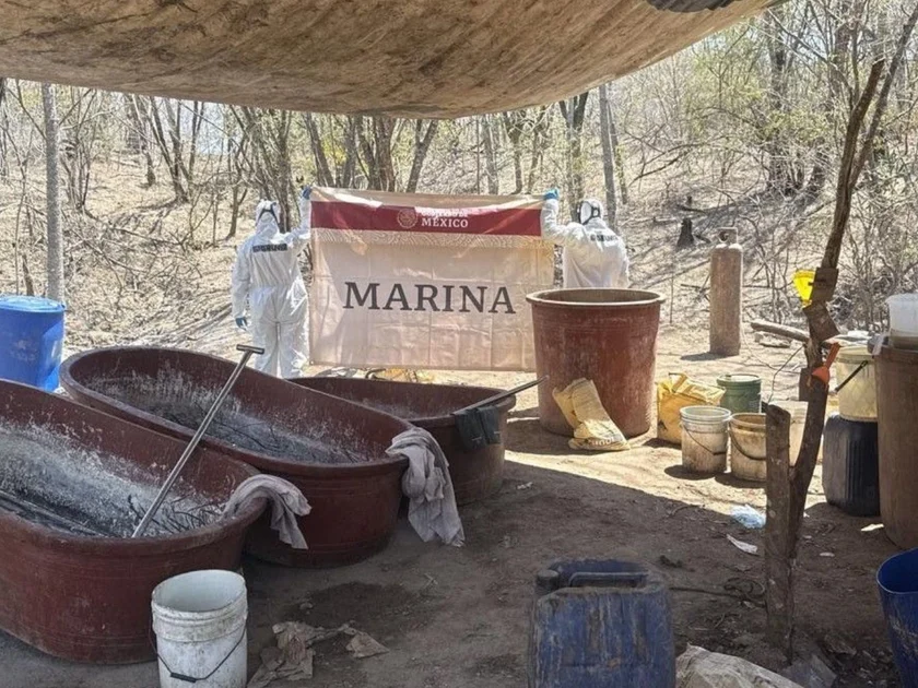 Imagen ilustrativa / Narcolaboratorio de mentantefamina asegurado en Sinaloa. Foto: Marina