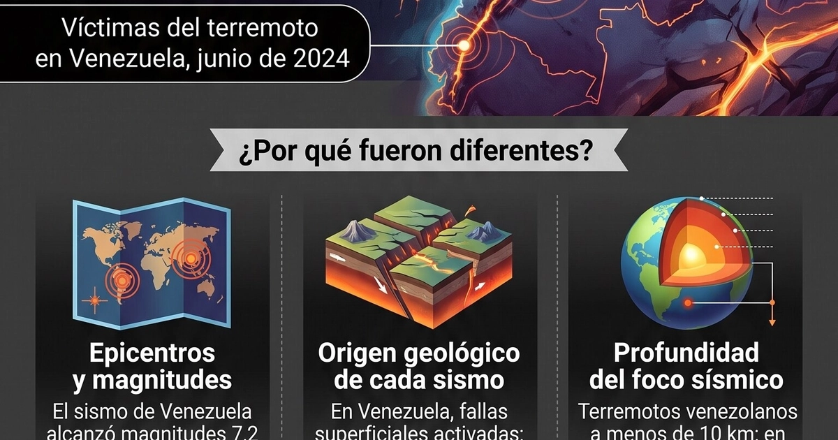 Una infografía compara los recientes terremotos de Venezuela y Colombia de junio y agosto de 2024, destacando sus distintos mecanismos sísmicos, profundidades, víctimas y el monitoreo en la región. (Imagen Ilustrativa Infobae)