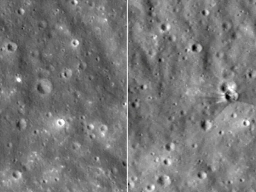 El impacto en la Luna lo registró el LRO. Foto: AFP/NASA GODDARD/INTUITIVE MACHINES