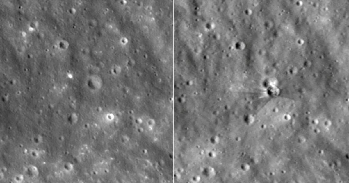 El impacto en la Luna lo registró el LRO. Foto: AFP/NASA GODDARD/INTUITIVE MACHINES