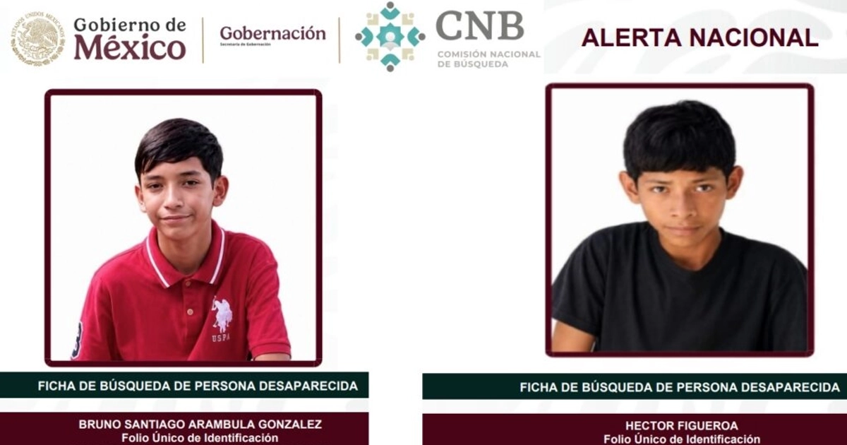 Desaparecen Bruno y Héctor tras presunta oferta laboral en Jalisco. Foto: Rnpdno