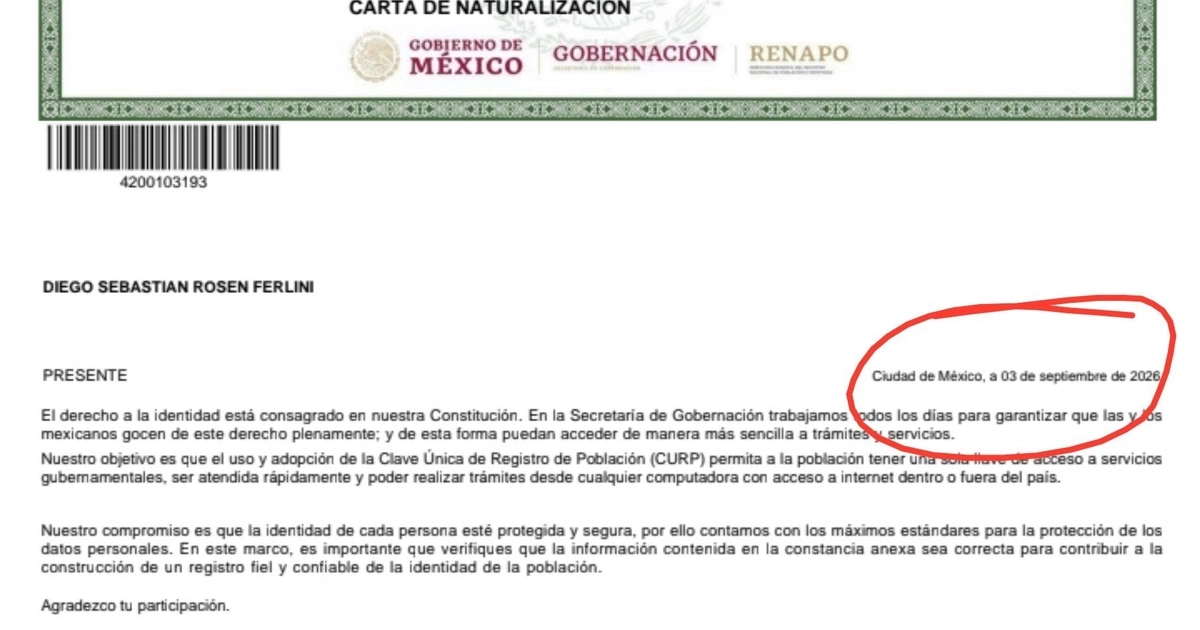 La CURP emitida en la Ciudad de México funge como documento probatorio de una carta de naturalización, pero no acredita la fecha en la que se formalizó el trámite de nacionalidad mexicana del detenido. (Redes Sociales)