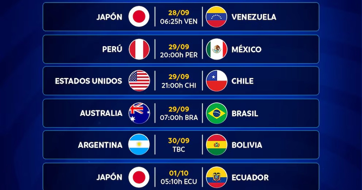 Programación de la segunda jornada de la fecha FIFA.