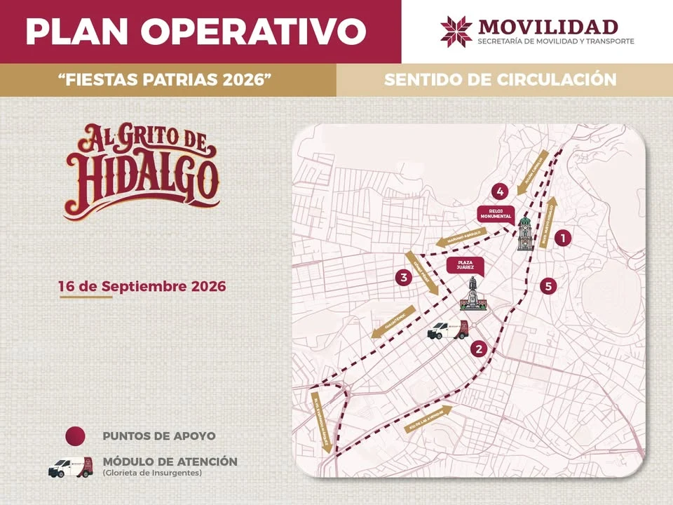 Anuncia la Secretaría de Movilidad y Transporte Plan operativo para las fiestas patrias 2026