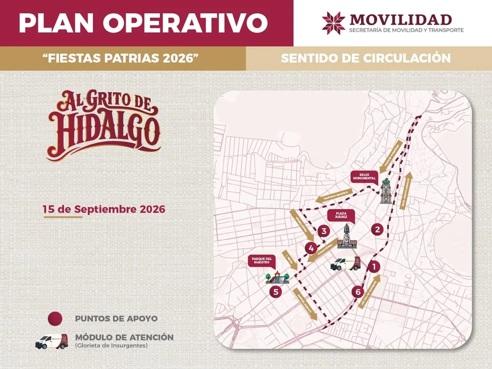 Anuncia la Secretaría de Movilidad y Transporte Plan operativo para las fiestas patrias 2026