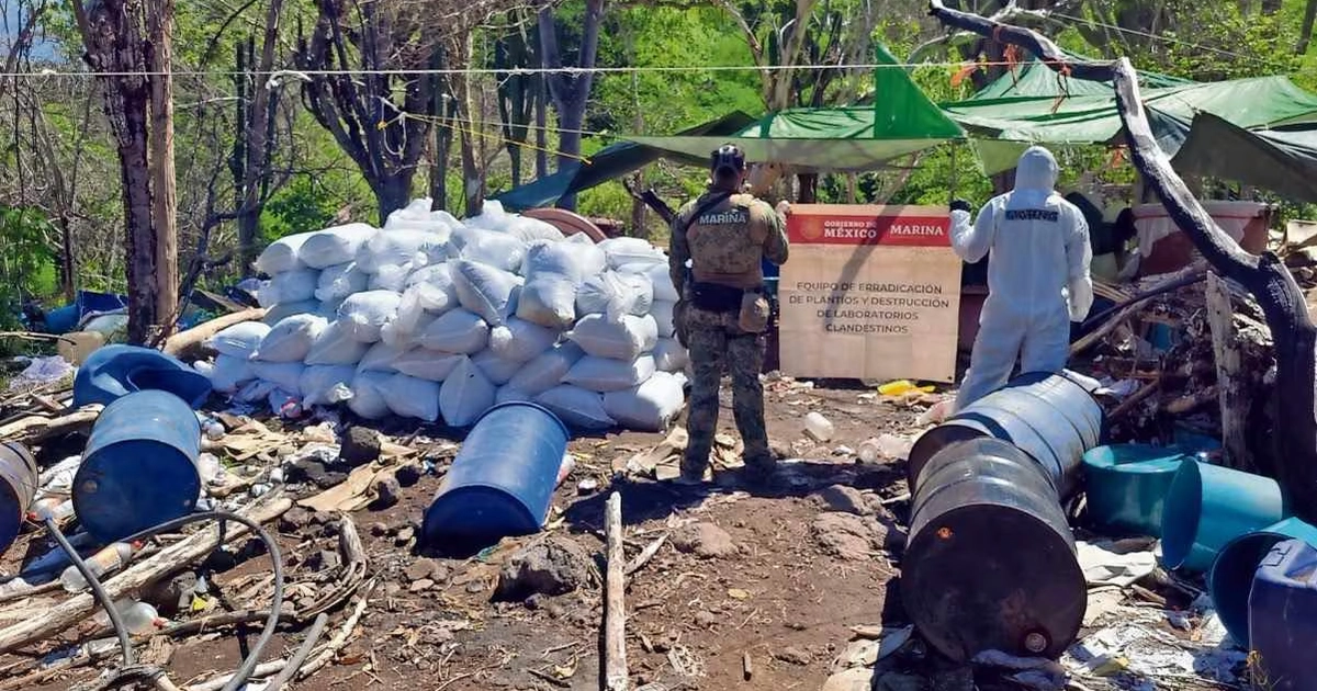 En total se aseguraron 16.8 toneladas de aparente metanfetamina. Foto: Especial