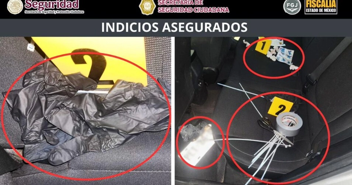 Detalles encontrados en el interior del auto muestran cinchos que Diego Sebastián habrìa usado para atar a la familia así como cinta adhesiva industrial Foto: Fiscalía Edomex