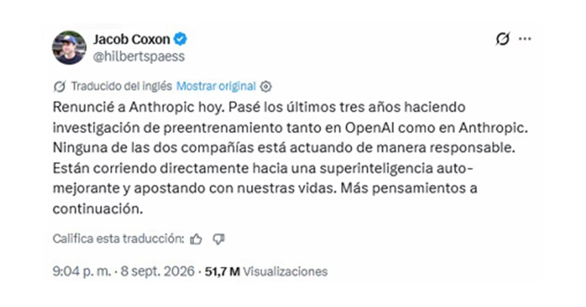 Jacob Coxon señala una falta de responsabilidad en el desarrollo de superinteligencia tanto en esa empresa como en OpenAI.