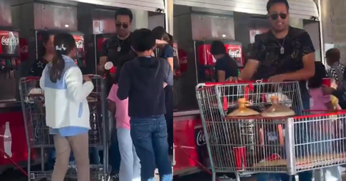 Hombre llena dos garrafones de 20 litros de refresco en Costco y desata polémica. Foto: Captura de video