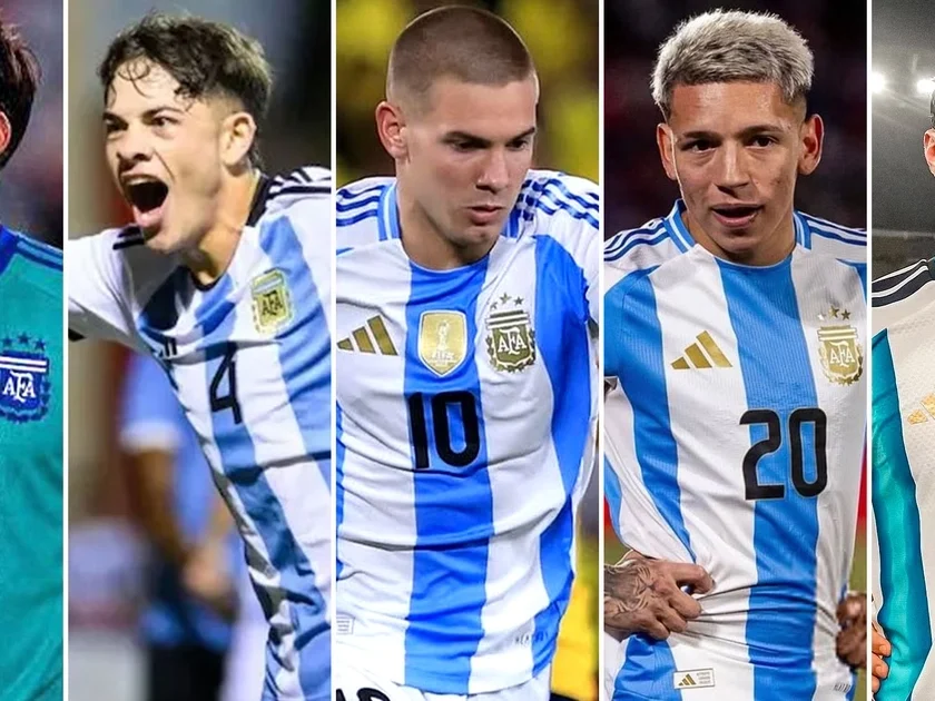 Santiago Beltrán, Agustín Giay, Franco Mastantuono, Gianluca Prestianni y Joaquín Panichelli