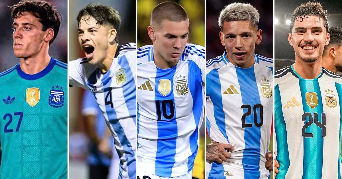 Santiago Beltrán, Agustín Giay, Franco Mastantuono, Gianluca Prestianni y Joaquín Panichelli