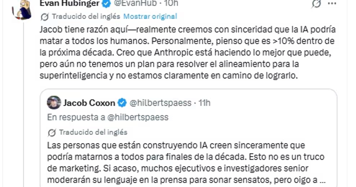 La respuesta de Evan Hubinger, que dirige un equipo de seguridad en Anthropic y sigue en la empresa