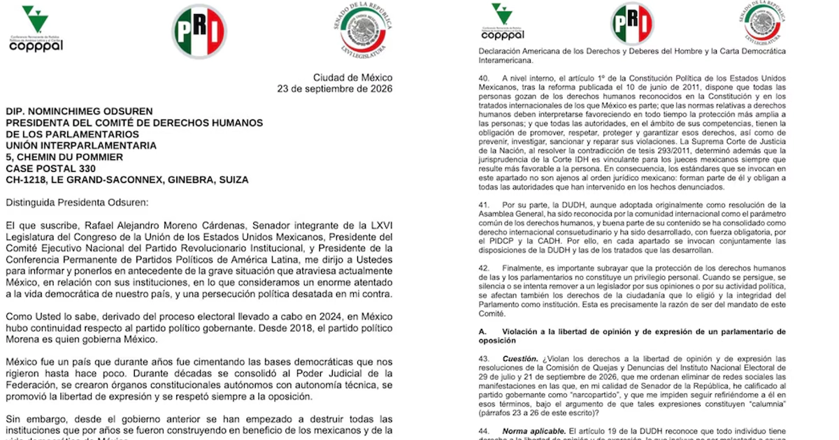 El dirigente del PRI denunció al INE por presunta censura tras ordenarle retirar publicaciones donde califica a Morena como 