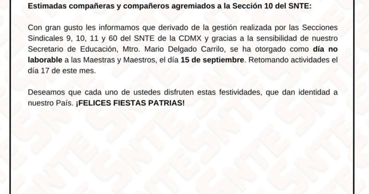 Suspensión de clases 15 de septiembre