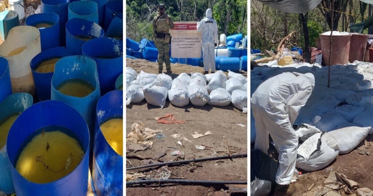 Decomiso de más de 16 toneladas de metanfetamina. Foto: Gobierno de México.
