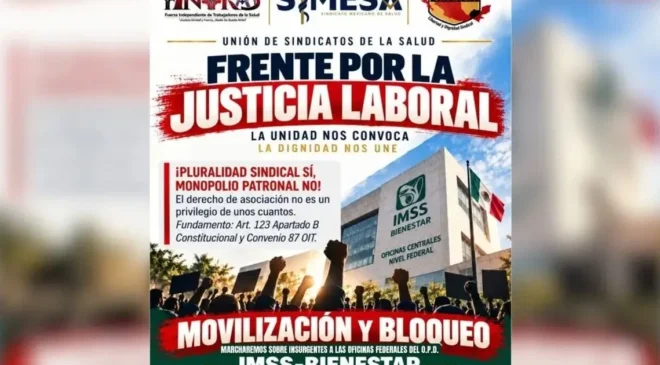Sindicatos en Tabasco se suman a marcha nacional contra IMSS-Bienestar; harán bloqueos en el estado