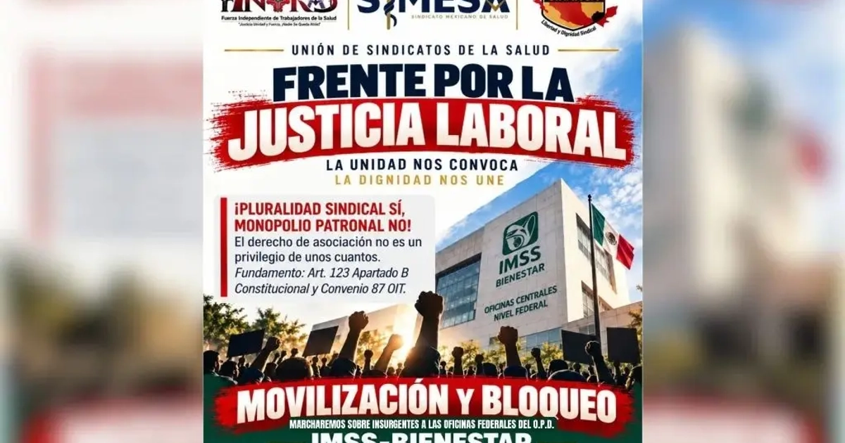 Imagen relacionada a la nota sobre la marcha nacional contra el IMSS-Bienestar