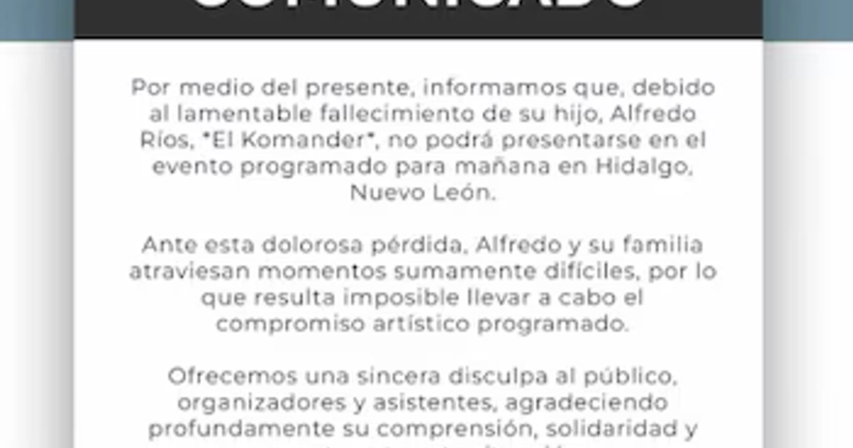 komander cancela concierto en nuevo leon