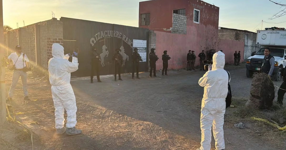 Llegada de la FGR al Rancho Izaguirre, para investigar el caso Teuchitlán. Foto: Especial
