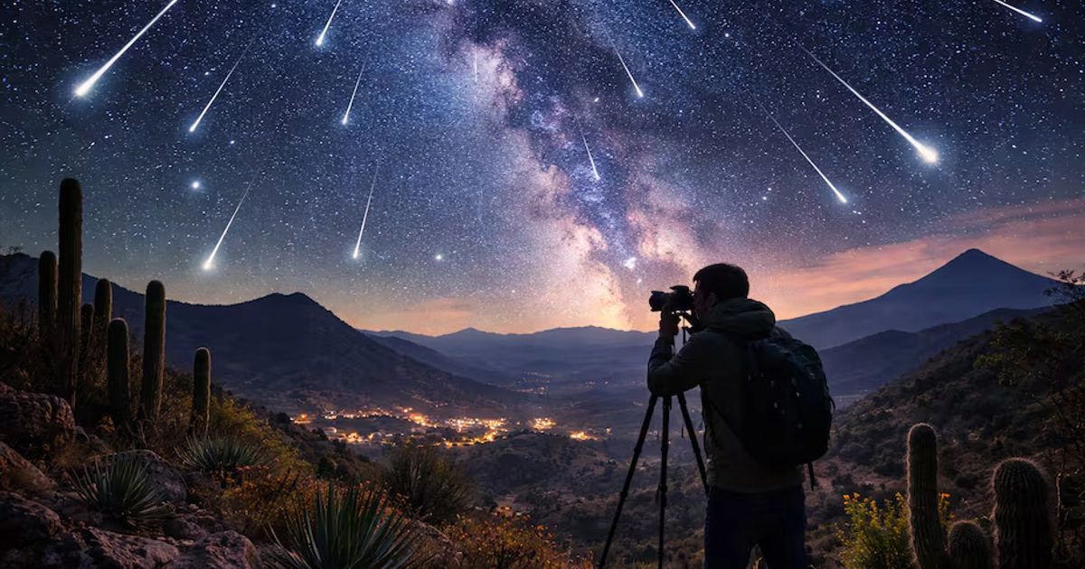 Conoce estos consejos prácticos para fotografiar la lluvia de estrellas Líridas de abril de 2026. Foto: Creada con IA (ChatGPT)