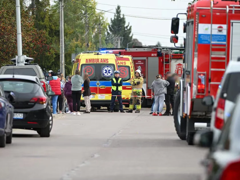 El ataque se registró en Leszczydol-Nowiny, una pequeña localidad a unos 70 kilómetros al este de Varsovia. Foto: EFE/EPA/MARCIN OBARA