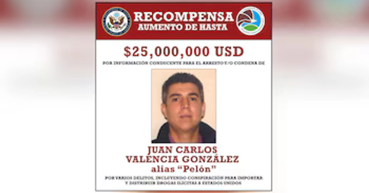 Ficha de búsqueda emitida por EEUU para localizar y detener a Juan Carlos Valencia. Crédito: DEA