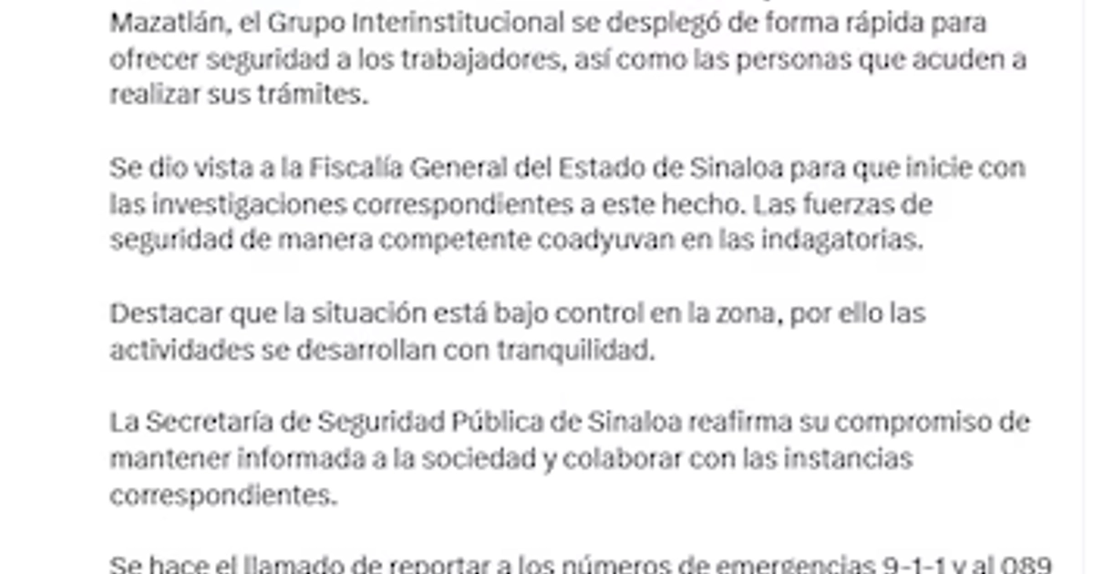 Mensaje de las autoridades estatales tras la localización de la hielera. Crédito: Redes Sociales